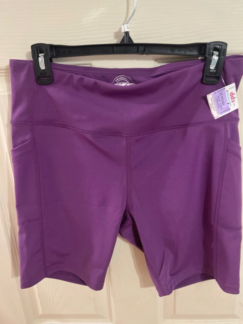 TKO Purple High-Rise Athletic Bike Shorts with Side Pockets